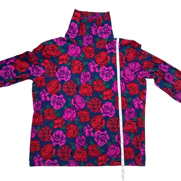 Talbots Plus 1x Classic Turtleneck Imperial Petals Cotton Floral Long Sleeve Tee - Picture 7 of 8